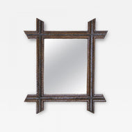 19TH CENTURY, AUSTRIA, TRAMP ART, WALL MIRROR, NOTCH CUT, CIRCA 1880