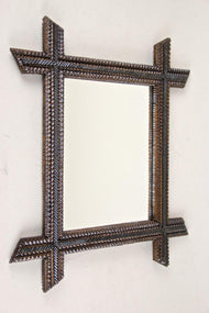 19TH CENTURY, AUSTRIA, TRAMP ART, WALL MIRROR, NOTCH CUT, CIRCA 1880