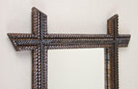 19TH CENTURY, AUSTRIA, TRAMP ART, WALL MIRROR, NOTCH CUT, CIRCA 1880