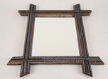 19TH CENTURY, AUSTRIA, TRAMP ART, WALL MIRROR, NOTCH CUT, CIRCA 1880