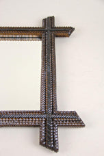 19TH CENTURY, AUSTRIA, TRAMP ART, WALL MIRROR, NOTCH CUT, CIRCA 1880