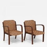 MID CENTURY, FRANCE, PAIR OF ARMCHAIRS, WOVEN ROPE