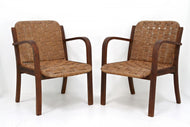 MID CENTURY, FRANCE, PAIR OF ARMCHAIRS, WOVEN ROPE