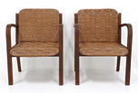 MID CENTURY, FRANCE, PAIR OF ARMCHAIRS, WOVEN ROPE