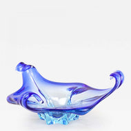 MID-CENTURY, ITALY, MURANO GLASS BOWL, SOMMERSO, BLUE, 1960