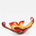MID-CENTURY, ITALY, MURANO GLASS BOWL, RED, ORANGE, 1960
