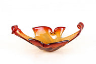 MID-CENTURY, ITALY, MURANO GLASS BOWL, RED, ORANGE, 1960
