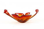 MID-CENTURY, ITALY, MURANO GLASS BOWL, RED, ORANGE, 1960