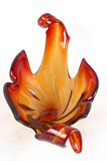 MID-CENTURY, ITALY, MURANO GLASS BOWL, RED, ORANGE, 1960