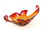 MID-CENTURY, ITALY, MURANO GLASS BOWL, RED, ORANGE, 1960