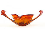 MID-CENTURY, ITALY, MURANO GLASS BOWL, RED, ORANGE, 1960