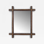 19TH CENTURY, AUSTRIA, TRAMP ART, WALL MIRROR, HANDCARVED, 1880