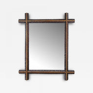 19TH CENTURY, AUSTRIA, TRAMP ART, WALL MIRROR, HANDCARVED, 1880