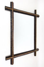 19TH CENTURY, AUSTRIA, TRAMP ART, WALL MIRROR, HANDCARVED, 1880