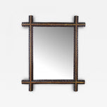 RUSTIC, TRAMP ART, WALL MIRROR, HANDCARVED, AUSTRIA, 19TH CENTURY