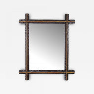 RUSTIC, TRAMP ART, WALL MIRROR, HANDCARVED, AUSTRIA, 19TH CENTURY