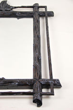 19TH CENTURY, AUSTRIA, BLACK FOREST WALL MIRROR, RUSTIC, HAND CARVED