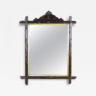 19TH CENTURY, AUSTRIA, BLACK FOREST WALL MIRROR, GILT BARS, CA. 1880