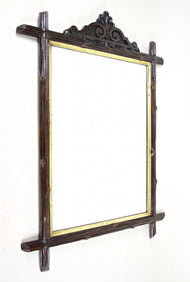 19TH CENTURY, AUSTRIA, BLACK FOREST WALL MIRROR, GILT BARS, CA. 1880