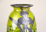 LOETZ WITWE GLASS VASE, CYTISUS YELLOW, SILVER OVERLAY, BOHEMIA, 1902