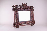 19TH CENTURY, GERMANY, BLACK FOREST RUSTIC WALL MIRROR, HAND CARVED, CIRCA 1880