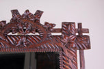 19TH CENTURY, GERMANY, BLACK FOREST RUSTIC WALL MIRROR, HAND CARVED, CIRCA 1880