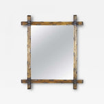 19TH CENTURY, AUSTRIA, BLACK FOREST WALL MIRROR, RUSTIC, BLACK ACCENTS
