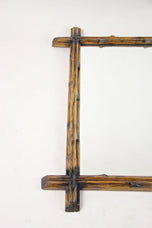 19TH CENTURY, AUSTRIA, BLACK FOREST WALL MIRROR, RUSTIC, BLACK ACCENTS