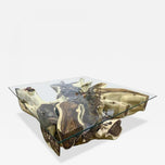 ORGANIC MODERN ROOT TABLE, SONOKELING WOOD, SAFETY GLASS, 2024