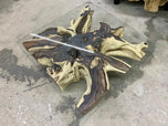 ORGANIC MODERN ROOT TABLE, SONOKELING WOOD, SAFETY GLASS, 2024