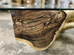 ORGANIC MODERN ROOT TABLE, SONOKELING WOOD, SAFETY GLASS, 2024