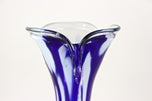 MID CENTURY, ITALY, MURANO GLASS, DARK BLUE, WHITE, VASE