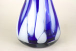 MID CENTURY, ITALY, MURANO GLASS, DARK BLUE, WHITE, VASE