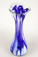 MID CENTURY, ITALY, MURANO GLASS, DARK BLUE, WHITE, VASE