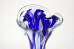 MID CENTURY, ITALY, MURANO GLASS, DARK BLUE, WHITE, VASE