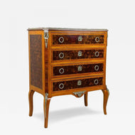 19TH CENTURY, FRANCE, MARQUETRY CHEST OF DRAWERS, TRANSITIONAL STYLE, CHERRYWOOD