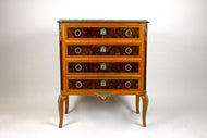 19TH CENTURY, FRANCE, MARQUETRY CHEST OF DRAWERS, TRANSITIONAL STYLE, CHERRYWOOD