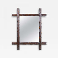 19TH CENTURY, AUSTRIA, BLACK FOREST RUSTIC WALL MIRROR, HAND CARVED, CIRCA 1880