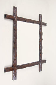 19TH CENTURY, AUSTRIA, BLACK FOREST RUSTIC WALL MIRROR, HAND CARVED, CIRCA 1880