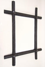 19TH CENTURY, AUSTRIA, TRAMP ART WALL MIRROR, HAND CARVED, RUSTIC