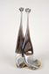 20TH CENTURY, GERMANY, ABSTRACT TWO-NECKED GLASS VASE, SIGNED, CIRCA 1980