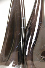 20TH CENTURY, GERMANY, ABSTRACT TWO-NECKED GLASS VASE, SIGNED, CIRCA 1980