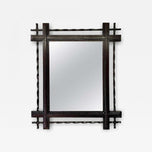 19TH CENTURY, AUSTRIA, RURAL TRAMP ART, WALL MIRROR, BASSWOOD, HAND CARVED, CIRCA 1890