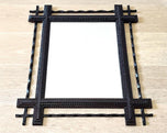 19TH CENTURY, AUSTRIA, RURAL TRAMP ART, WALL MIRROR, BASSWOOD, HAND CARVED, CIRCA 1890