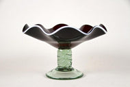 20TH CENTURY, ITALY, DARK RED MURANO GLASS BOWL, GREEN BASE, 1970