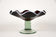 20TH CENTURY, ITALY, DARK RED MURANO GLASS BOWL, GREEN BASE, 1970