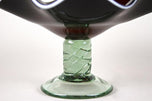 20TH CENTURY, ITALY, DARK RED MURANO GLASS BOWL, GREEN BASE, 1970