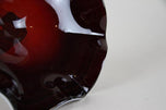 20TH CENTURY, ITALY, DARK RED MURANO GLASS BOWL, GREEN BASE, 1970