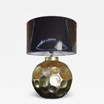 GOLDEN, GLAZED, CERAMIC, TABLE LAMP, DARK GREY, SHADE
