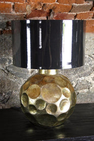 GOLDEN, GLAZED, CERAMIC, TABLE LAMP, DARK GREY, SHADE